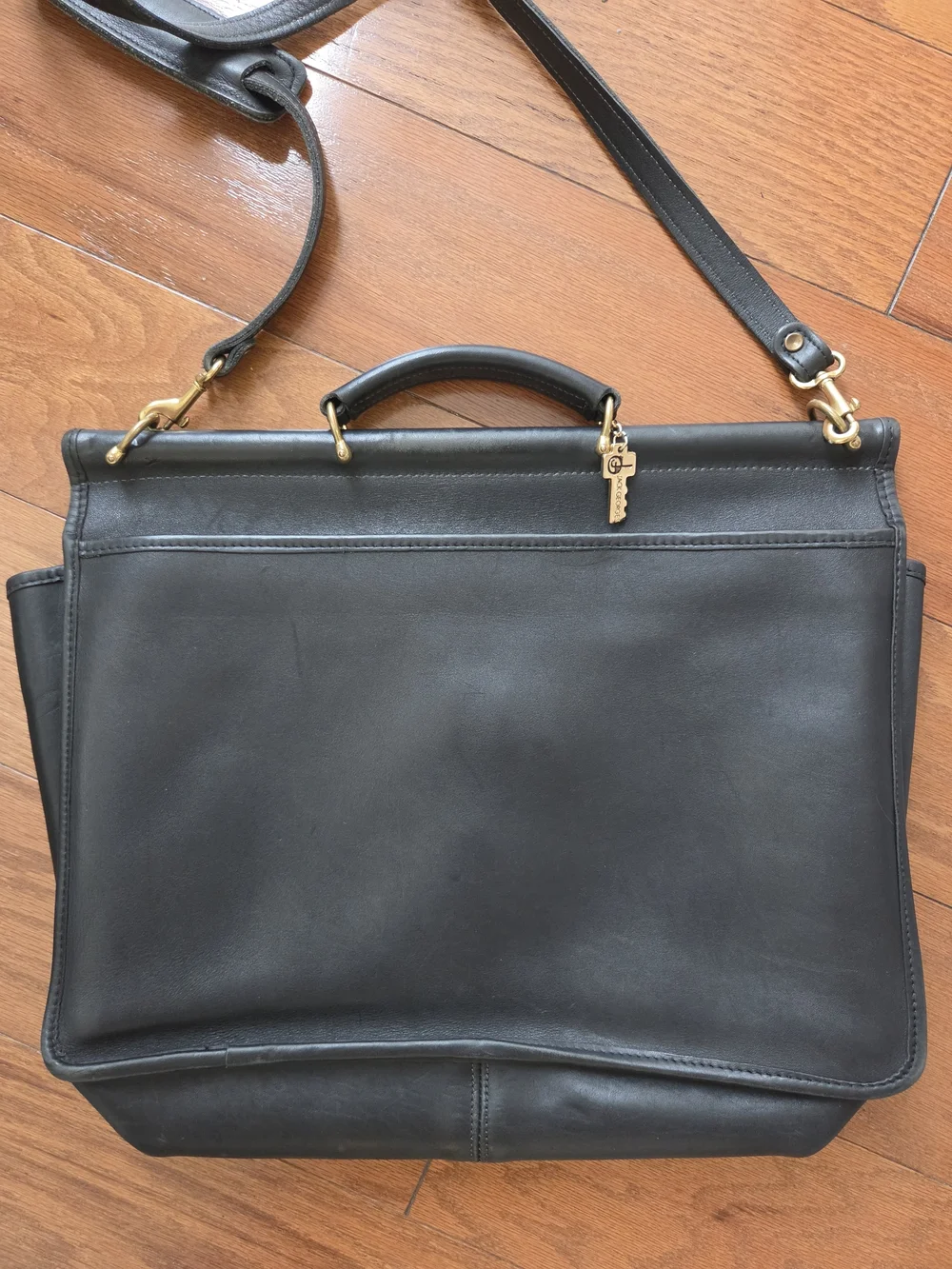 Vintage Jack Georges 1990's Black Leather Briefcase University Collection Laptop